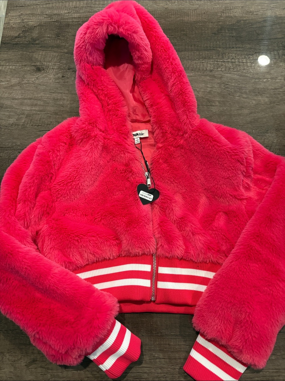 Fashion Nova Hot Pink Faux Fur Hooded Puffer Jacket for Kids